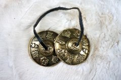 Tingša tibetské činelky s budhistickými symboly 6cm