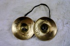 Tingša tibetské činelky s budhistickými symboly 6cm
